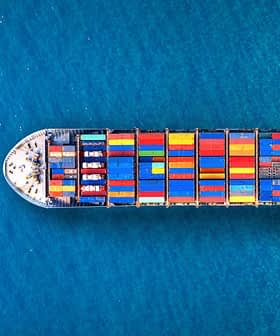 Cargo ship at sea